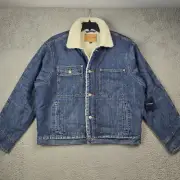 LUCKY BRAND Denim Jacket ADULT MEDIUM BLUE SHERPA LINED OUTDOOR MENS NWT