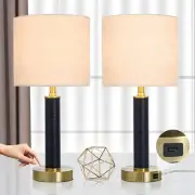 EUO 22" Touch Control Lamps Set of 2, Contemporary Black Touch Lamp for Livin...