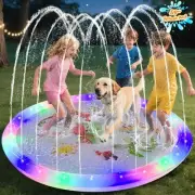 Splash Pad, Light Up Sprinkler Pool for Kids and Dog, 59" Thicken Fun Backyar...