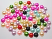 1000 Mixed Color Acrylic Half Pearl Flatback Round Bead 10mm Scrapbook Craft