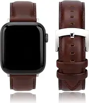 Leather Watch Bands Compatible with Apple Watch 49mm 46mm 45mm 44mm 42mm 41mm 40mm 38mm, Elegant Top Grain Leather Replacement Straps for iWatch Series 10 9 8 7 6 5 4 3 2 1 Ultra2 1 SE2 1