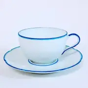 Villandry Blue by Raynaud Flat Tea Cup & Saucer - New