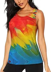 [OAZCVBNN] Fantastic Parrot Feather Print Hot Summer Sleeveless Tops Athletic Tank Tops Gym Active Lifestyles Casual Outings