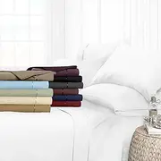 Elegant Linen Store, Italian Finish 4 Pcs Sheet Set 100% Egyptian Organic Cotton Soft & Luxurious Solid Pattern 1000 TC 18-20 Inch Deep Pocket Size (California King Color White)