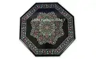 42" Pietra Dura Table Black Marble side dining Inlay Table Top malachite design