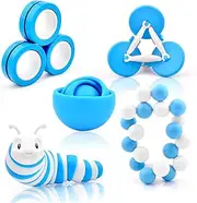 Fidget Toys Adults Pack, Sensory Toys Set for Kids, Fidget Spinner Slug Magnetic Rings, Figette Cool Gadget for Girls Boys Teens ADHD Autism Stress Relief Desk Toy Christmas Basket Stuffers for Gift