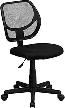 Flash Furniture Low Back Black Mesh Swivel Task Office Chair with Curved Square Back, BIFMA Certified