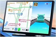 Wireless Carplay & Android Auto Dash Cam 4K Rearview Camera 24h Park Monitor GPS Navigation Car DVR(with Front Rear Cam)