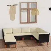 8 Piece Garden Lounge Set with Cushions Poly Rattan Black, Furniture Sets, Patio Furniture