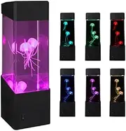 ZAKVOP Jellyfish Lamp, LED Fantasy Jellyfish Lava Lamp, 7 Colours Changing Night Light with 3 Jellyfish, Acrylic Material, E Color, for Home, Office Decoration
