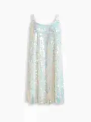 Torrid Mini Iridescent Sequin Fringe Lined V Neck Dress White 6 6X 30 #41287