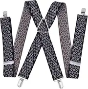 [STKARCV] Solid Large Suspenders Big Men Adjustable Elastic X Back Pants Women Suspender For Trousers 3.5 Cm
