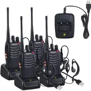 Two-way radio UHF 400-470MHz two-way radio with original headset 16 channel FM portable transmitter-black 3PCS