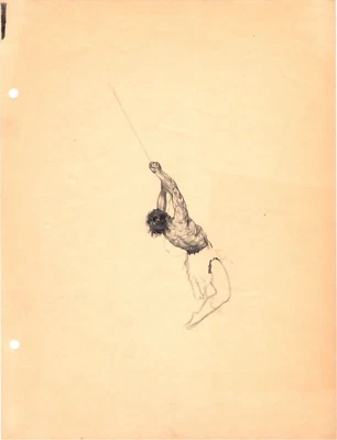 Roy G. Krenkel Original Art - (Swinging Tarzan) circa 1950s