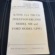 TM9-803 War Department Technical Manual WW2 Jeep Willys MB, Ford GPW, G503