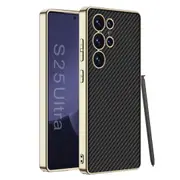 Phone Case Plating Vegan Leather Protective Case for Samsung S25Ultra, Drop-proof Simple Phone Case Accessories