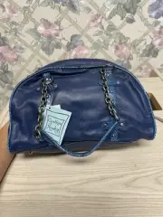 $285!!!! Cynthia Rowley Leather Purse LARGE navy blue Zipper NWT NEW
