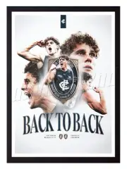 Framed 2023 Carlton Blues AFL Coleman Medal Poster - Charlie Curnow - 45 x 32cm