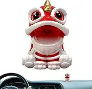 Car Dashboard Lion Ornaments - Desk Decor Chinese Lion Solar Power Car Dashboard Decor - Shaking Head Chinese Lion Decorations, Lion Car Decor for Car Interior Accessories, Ornaments