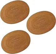 Mellisso 3X Rattan Woven Placemats Oval Round Table Mats Non Slip Heat Place Mat Natural Multipurpose Placemat 30X40cm