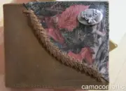 ZEP PRO Fence Row Leather Camo Buck DEER bifold Wallet billfold passport