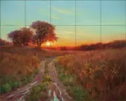 Sunset Tile Backsplash William Hagerman Landscape Art Ceramic Mural WHA009