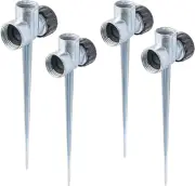 Hourleey 4 Pack 1/2 inch Zinc Alloy Lawn Sprinkler Spike Base Water Flow Thru