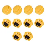 30mm Mounting Momentary Game Push Button Round for Video Games Yellow 10pcs