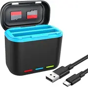 Generic 2-Channel Battery Charger with Misro Card Slots Battery Charger Station Charging Station for Insta360 X3 Accessories