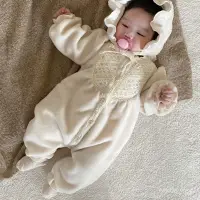 在飛比找蝦皮商城精選優惠-寶寶衣服 嬰兒衣服 韓版嬰兒雙麵絨公主爬服 百天週嵗連身衣 