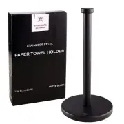 Paper Towel Holder Stainless Steel Countertop Free Standing Matte Black