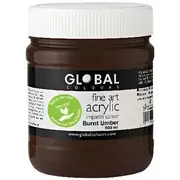 Global Colours Acrylic Paint Zero VOC 500mL Burnt Umber