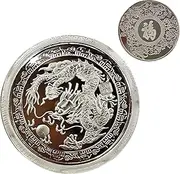 Dragon Coin | Silver Plated Commemorative Challenge Coin - 2024 Chinese Badge Collectibles for Holiday Decoration Souvenir Art Buniq