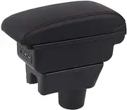 PEIKEDA Fit For Mitsubishi Attrage Mirage Armrest For Mitsubishi Mirage Space Star Car Armrest Box Parts Car Accessorie Storage Box(C2 Black line NO USB)