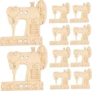 KONTONTY Your Own Art 10pcs Wood Slices Sewing Machine Design Unfinished for Decor