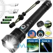 USB Rechargeable LED Flashlight P70 990000LM High Lumens W/ Batteries Zoom Torch