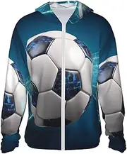 [FHEDVBN] Men's UPF 50+ Soccer Sports Ball Sun Protection Hoodie Long Sleeve Rash Guard Hiking Running Workout Shirt