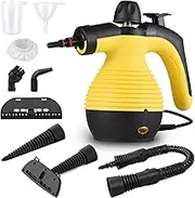 Handheld Steam Cleaner, Steamer for Cleaning, Multipurpose Portable Steam Cleaners for Home Use with Safety Lock and 9 Accessory Kit to Remove Grime, Grease, and More, Save Time and Effort (Yellow)