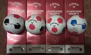 Dozen Callaway Chrome Soft Truvis Golf Balls - 6 Red/Black & 6 Red/Blue