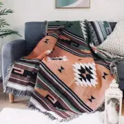 Large -XXXL Blue Cream Tribal Indian Cotton Throw Blanket Aztec Beach Picnic Rug