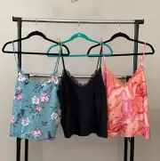 NWT Lot of 3 INC International Concept Sz L Satin Lace Cami Camisole Top Bundle