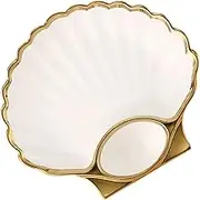 Cabilock 1pc Simple Dumpling Plate Sauce Grid Ceramic Plate for French Fries Chicken Salad