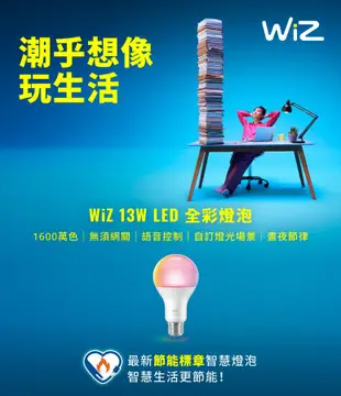 Philips 飛利浦 WiZ 13W LED全彩燈泡(PW019)