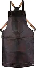 Nesko Sports Dark Brown Full Grain Leather Apron Butcher Apron -Cook Apron -BBQ -Cooking - Wood work - Cheff, Brown