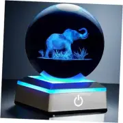 3.15 inch Crystal Ball Night Light with Colorful LED Light Touch Base Elephant