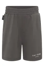 TINY TRIBE Kids' Core Checkerboard Cotton Knit Shorts in Charcoal at Nordstrom, Size 4
