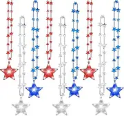 NOVWANG 9 Pcs 4th of July LED Light Up Necklaces Accessories, Patriotic Star Bead Necklace Red White Blue Glow Star Accessories for Fourth of July Party Favors, Independence Day, Memorial Day Party