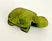 Green Jade Stone Hand Carved Green Turtle Good Luck Figure Health Wealth