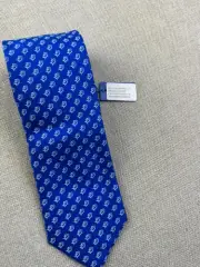 Southern Tide Silk Tie Blue Fish Pattern Handmade Italy