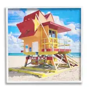 Summer Beach Hut Framed Giclee Art by LSR Design Studio